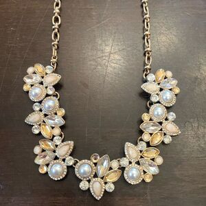 Flower Sparkly Statement Choker Necklace